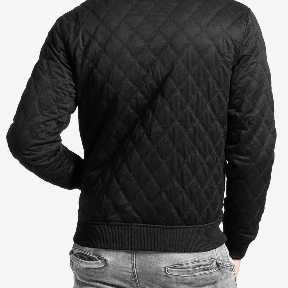 OLGYN Men’s Quilted Black Bomber Jacket - Picture 2 of 4